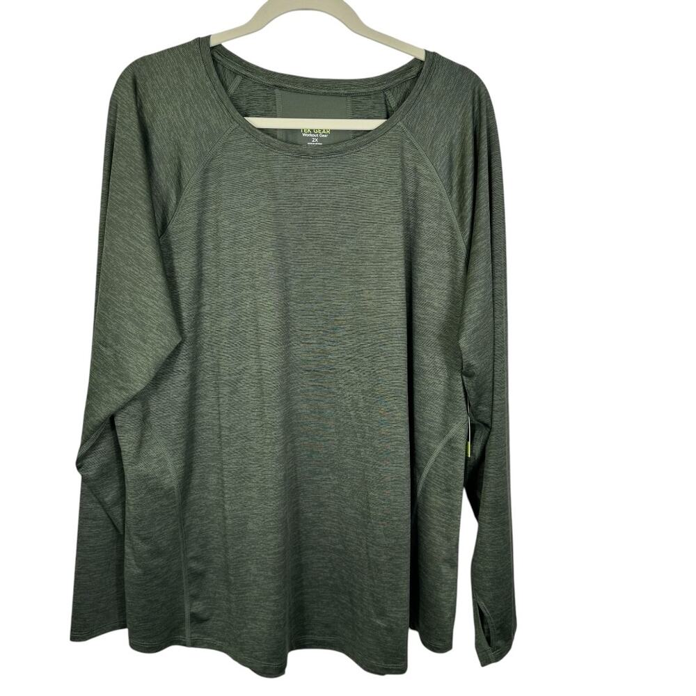 Tek Gear Gray Lightweight Wicking Long Sleeve Top Size 2X